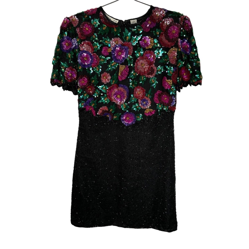 Vintage SCALA Colorful Sequin Cocktail Dress XL